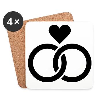 Wedding, Engagement, Wedding Celebration - Coasters (set of 4) - white - Front