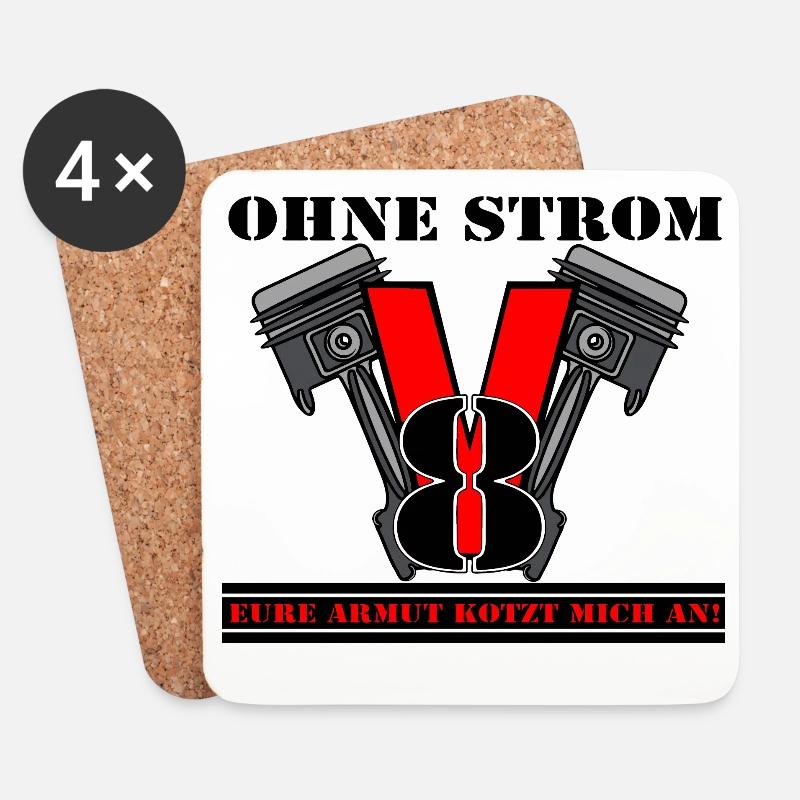 V8 Motor Wut Gegen Armut - Untersetzer (4er-Set) - Weiß