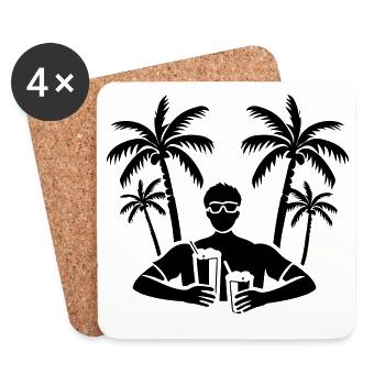 Booze Holiday Party Palm Trees - Coasters (set of 4) - white - Front