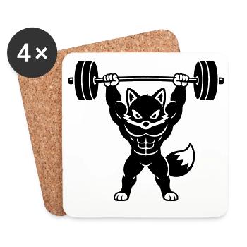 Muscle fox lifts heavy dumbbell - Coasters (set of 4) - white - Front