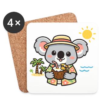 Strand koala mit Kokosnuss - Dessous de verre (lot de 4) - blanc - Devant