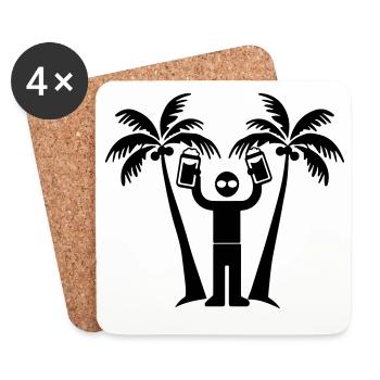 Palmiers à bière de Vacation Island - Dessous de verre (lot de 4) - blanc - Devant