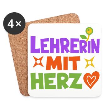 Lehrerin mit Herz!  - Untersetzer (4er-Set) - Weiß - Vorne