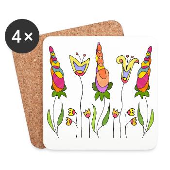 Fleur - Dessous de verre (lot de 4) - blanc - Devant