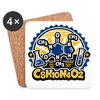 Caffeine Molecule Neon Badge Design - Coasters (set of 4) - white - Front