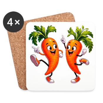Dancing carrots - Coasters (set of 4) - white - Front