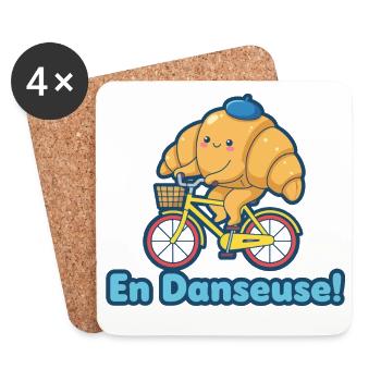 Croissant Mignon À Vélo En Danseuse - Dessous de verre (lot de 4) - blanc - Devant