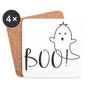 Boo – Lustiges Geist Halloween Design - Untersetzer (4er-Set) - Weiß - Vorne