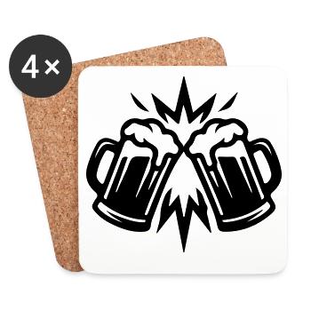 Bier Anstoßen Weizenbier - Untersetzer (4er-Set) - Weiß - Vorne