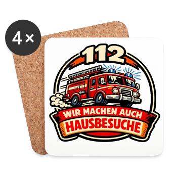 Feuerwehr 112 Hausbesuch Motiv - Untersetzer (4er-Set) - Weiß - Vorne