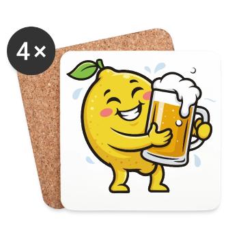 Radler Bière Citron Personnage Citron Drôle - Dessous de verre (lot de 4) - blanc - Devant
