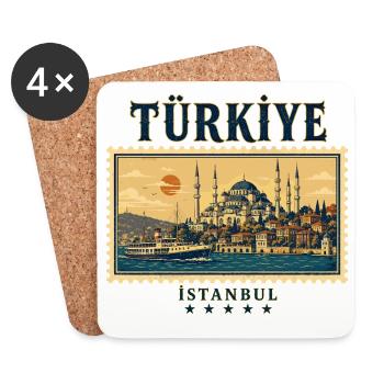 Istanbul Bosporus Reisemarke - Untersetzer (4er-Set) - Weiß - Vorne