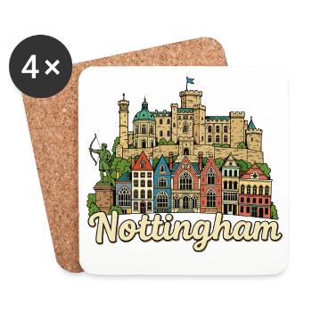 Nottingham Robin Hood Castle Retro Handgezeichnet - Untersetzer (4er-Set) - Weiß - Vorne