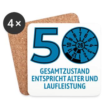 HU Juli 2026 - 50 Jahre - Geburtstag Geschenk - Untersetzer (4er-Set) - Weiß - Vorne