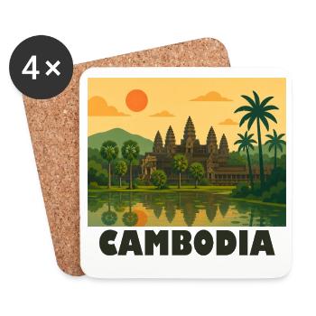 Cambodge Angkor Wat - Dessous de verre (lot de 4) - blanc - Devant