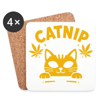 Chat Nip Dealer Jaune - Dessous de verre (lot de 4) - blanc - Devant