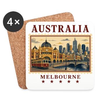 Tournée vintage Australie-Melbourne - Dessous de verre (lot de 4) - blanc - Devant