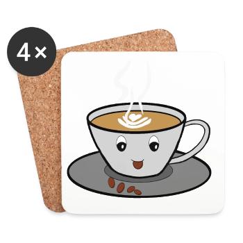 tasse à café - Dessous de verre (lot de 4) - blanc - Devant