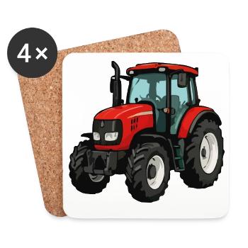 Design de dessin animé Red Tractor - Dessous de verre (lot de 4) - blanc - Devant