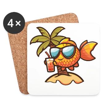 Goldfisch Sommer Palme - Untersetzer (4er-Set) - Weiß - Vorne