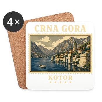 Montenegro Kotor Vintage Reisemarke - Untersetzer (4er-Set) - Weiß - Vorne