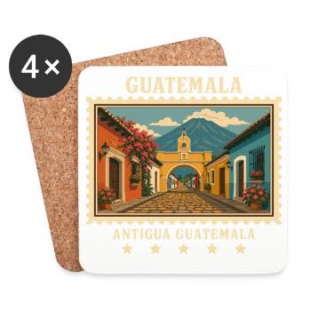 Guatemala Antigua Vintage Reisemarke - Untersetzer (4er-Set) - Weiß - Vorne