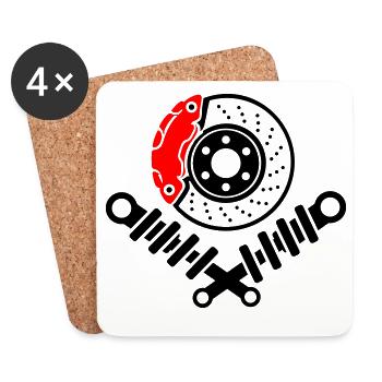 Fahrwerk Tuning Bremsscheibe und Stoßdämpfer - Untersetzer (4er-Set) - Weiß - Vorne