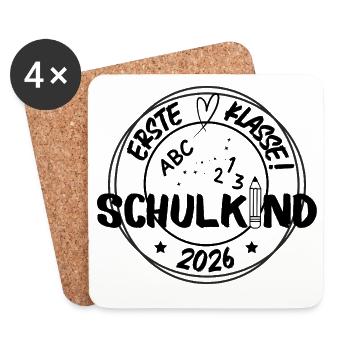 Schulkind 2026 - Untersetzer (4er-Set) - Weiß - Vorne