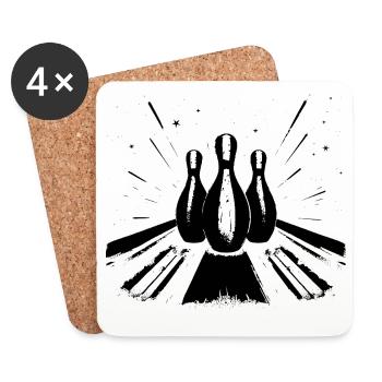 Bowling Sports - Coasters (set of 4) - white - Front