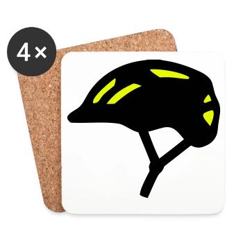 Bicycle Helmet Silhouette - Coasters (set of 4) - white - Front