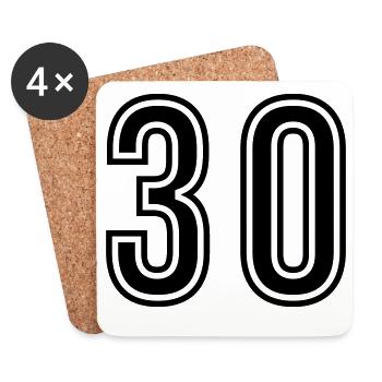 Symbole de 30 chiffres - Dessous de verre (lot de 4) - blanc - Devant