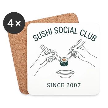 Sushi Social Club Maki Roll Since 2007 Japan Style - Coasters (set of 4) - white - Front