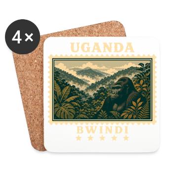 Uganda Bwindi Vintage Reisemarke - Untersetzer (4er-Set) - Weiß - Vorne