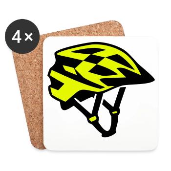 MTB Bicycle Helmet Silhouette - Coasters (set of 4) - white - Front