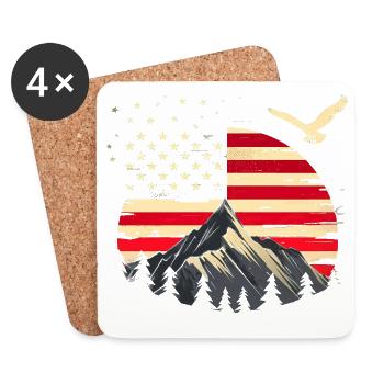 Randonnée Patriotic Mountain Trail Backpacking Americ - Dessous de verre (lot de 4) - blanc - Devant