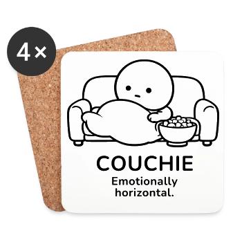 Couchie – Emotionally Horizontal | Cozy Mood - Untersetzer (4er-Set) - Weiß - Vorne