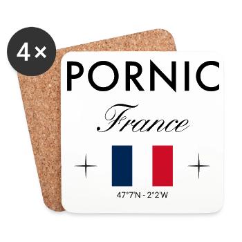 Pornic Frankreich Koordinaten Reise Souvenir - Untersetzer (4er-Set) - Weiß - Vorne