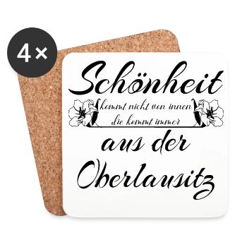 Schönheit  aus der Oberlausitz - Heimat - Untersetzer (4er-Set) - Weiß - Vorne