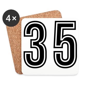 35 Symbole numérique - Dessous de verre (lot de 4) - blanc - Devant