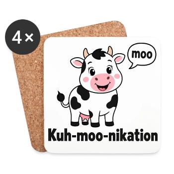  Kuh Moo Nikation Lustige Kuh Für Kinder Bauernhof - Untersetzer (4er-Set) - Weiß - Vorne