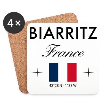 Biarritz France coordonne le souvenir de voyage - Dessous de verre (lot de 4) - blanc - Devant