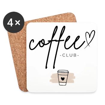 Coffee Club | Minimal Coffee Design - Coasters (set of 4) - white - Front