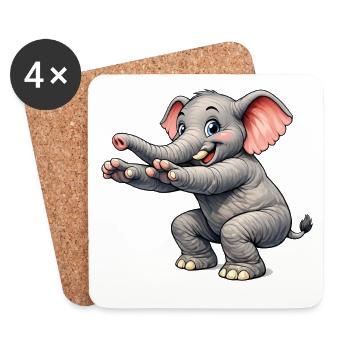 Éléphant pratiquant des sports - Dessous de verre (lot de 4) - blanc - Devant