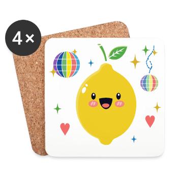 Pride Lemon Disco Illustration - Coasters (set of 4) - white - Front