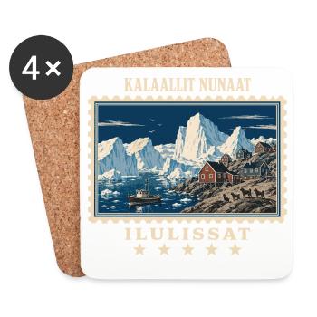 Grönland Ilulissat Vintage Reisemarke - Untersetzer (4er-Set) - Weiß - Vorne