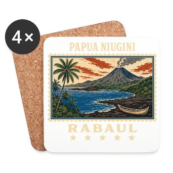 Papua-Neuguinea Rabaul Vintage Reisemarke - Untersetzer (4er-Set) - Weiß - Vorne