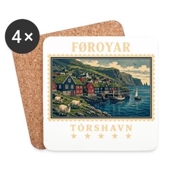 Färöer Tórshavn Vintage Reisemarke - Untersetzer (4er-Set) - Weiß - Vorne