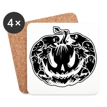 Halloween Pumpkin with many ghosts - Coasters (set of 4) - white - Front