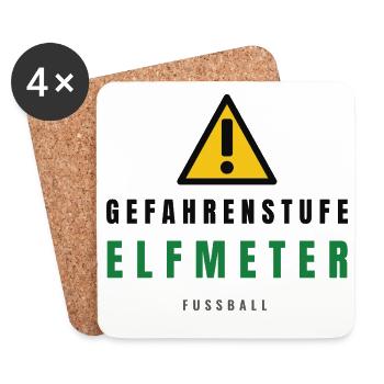 Gefahrenstufe Elf Meter Fußball - Untersetzer (4er-Set) - Weiß - Vorne