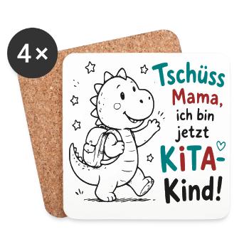 Abschiedsdino KiTa Motiv - Untersetzer (4er-Set) - Weiß - Vorne